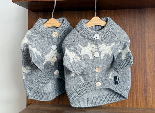 Jersey Gris para Mascota con Estampado de Cachorro