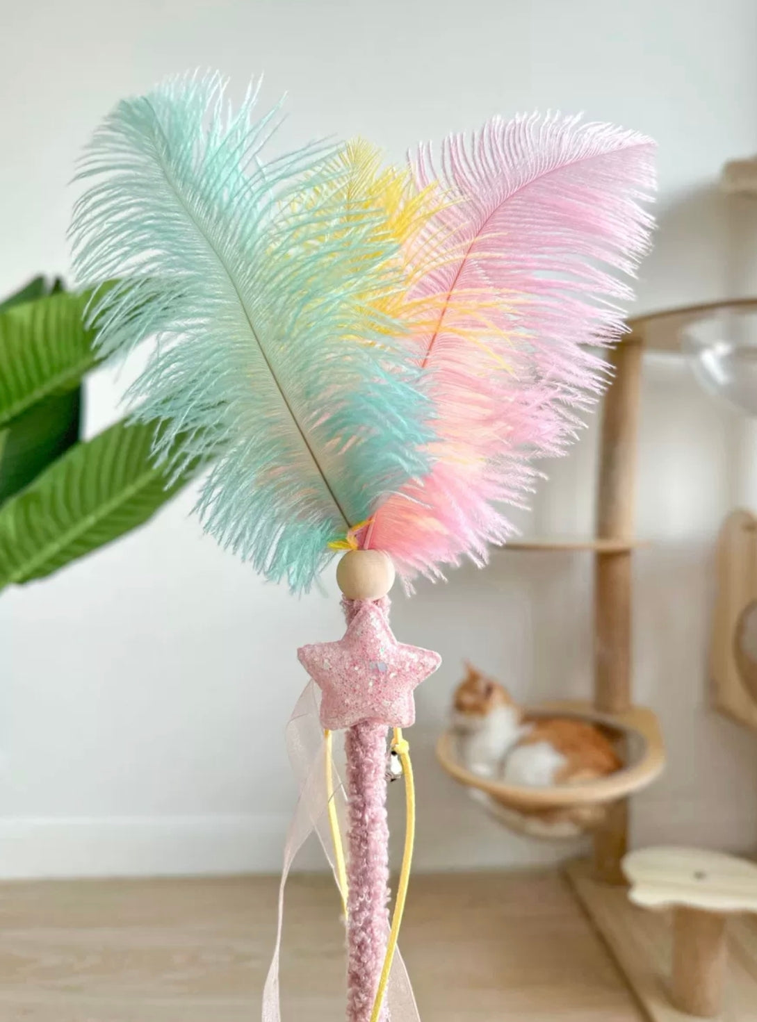 Varitas para Jugar con Gatos de Plumas de Avestruz